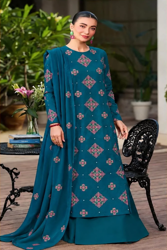 FX - 3 Piece Embroidered Unstitched Suit